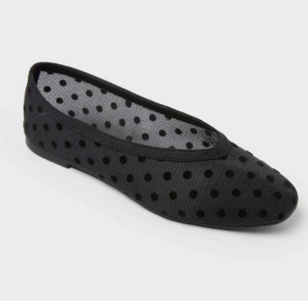 NWT! Women's Black Mesh Flats